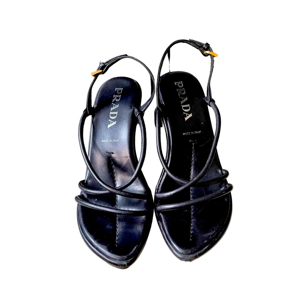 PRADA Shoes Black shoes Leather Wedges Vintage Y2K